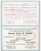 2 Cartes Publicitaire Soirée Variétés  Au ROSENLAND Au Profit Du Cortège Carnaval D'ETTERBEEK 1954/1955 - Altri & Non Classificati