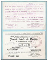 2 Cartes Publicitaire Soirée Variétés  Au ROSENLAND Au Profit Du Cortège Carnaval D'ETTERBEEK 1954/1955 - Otros & Sin Clasificación
