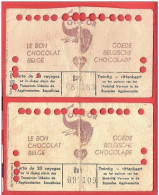 2 Cartes De Tram Valables Jusqu'en Février 1954 Avec Pub COTE D'OR Le Bon Chocolat Belge - Fatiguées - Europa