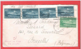 2 L : REPUBLICA CUBA  1947/1948  By Air Mail Habana  Pub Compre Azucar Cubano Buy CUBAN SUGAR Sucre  BELGICA - Covers & Documents