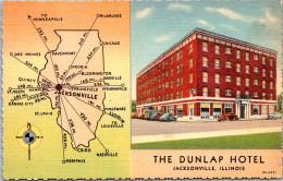 Illinois Jacksonville The Dunlap Hotel With Map Curteich - Other & Unclassified