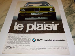 ANCIENNE PUBLICITE  LE PLAISIR  BMW 2002 TII 1972 - Voitures