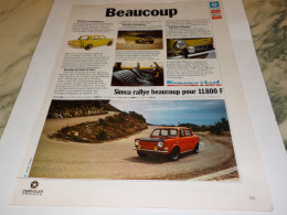 ANCIENNE PUBLICITE RALLYE SIMCA 1100   1972 - Voitures