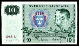 A8 SUEDE    BILLETS DU MONDE   BANKNOTES  10 KRONOR 1968 - Suède