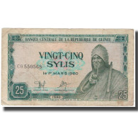 Billet, Guinea, 25 Sylis, 1960-03-01, KM:24a, B+ - Guinea