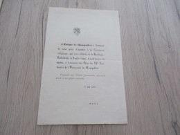 Montpellier 7/05/1890 Invitation De L'Evêque à La Cérémonie Religieuse Fêtes Du VI ème Centenaire De L'Université - Historical Documents