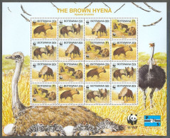 Ngb190MSc WWF FAUNA ZOOGDIEREN HOND HYENA VOGELS STRUISVOGEL BIRDS OSTRICH DOGS MAMMALS BOTSWANA 1995 PF/MNH # - Avestruces