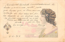 CPA ILLUSTRATEUR ART NOUVEAU FEMME DES ANNEES 1900 " VU DE PROFIL" - Autres & Non Classés