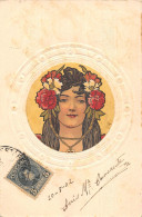 CPA ILLUSTRATEUR ART NOUVEAU FEMME DES ANNEES 1900 DANS LE GOUT DE MUCHA "COULEURS SUPERBE" - Other & Unclassified