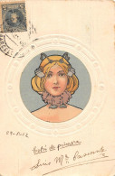 CPA ILLUSTRATEUR ART NOUVEAU FEMME DES ANNEES 1900 DANS LE GOUT DE MUCHA "COULEURS SUPERBE" - Autres & Non Classés