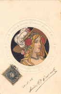 CPA ILLUSTRATEUR ART NOUVEAU FEMME DES ANNEES 1900 DANS LE GOUT DE MUCHA "COULEURS SUPERBE" - Andere & Zonder Classificatie