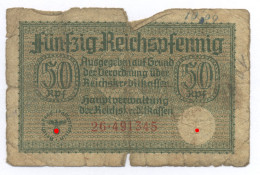 Fünfzig Reichspfennig 50 Rpf, 1938-1945, Reichskreditkassenschein - Autres & Non Classés