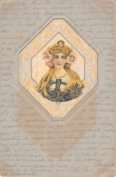 CPA ILLUSTRATEUR ART NOUVEAU 1900 FEMME " TYPIQUE 1900 " DECORS AU LOSANGE - Autres & Non Classés