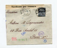 !!! ITALIE, LETTRE DE CALINO DE 1942 POUR PARIS AVEC CENSURES - Aegean (Calino)