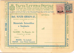 ITALY 1923 B.L.P. BUSTA LETTERA POSTALE CON C.15 III° TIPO + C.85 III° TIPO NUOVA E COMPLETA - Pubblicitari
