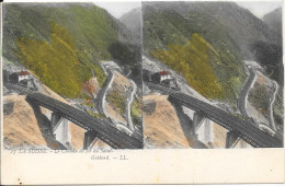 Carte Stéréoscopique - LA SUISSE - Le Chemin De Fer Du Saint Gothard - Cartoline Stereoscopiche
