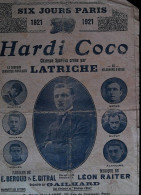 Partition Ancienne > Hardi Coco  1921 >Six Jours Paris  > Très Abimée (lisible) Et Exceptionnelle > Réf: 30/5  T V19 - Canto (solo)