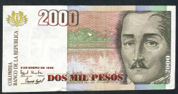 COLOMBIA P445c 2000 PESOS  6.1.1998      FINE  NO P.h. - Kolumbien