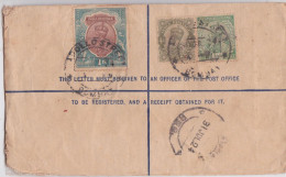 Bombay Apollo Street British India Registered Postal Stationery Internal Cover To Khamgaon Stamp X3 Lettre Entier Inde - 1911-35 King George V