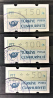 TURKEY 1991, 3 ATM Automat , 3 Different Values Postmarked - Gebruikt