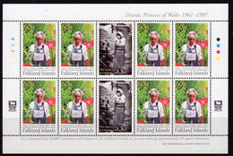 Falkland Islands 2007 10th Anniversary Of Death Of Princess Diana Sheetlet, MNH, SG 1082 - Falkland Islands