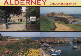 ALDERNEY- MULTIVIEW 4 Views -Island Hall, Fort Clonque,Inner Harbour, Gorse & Heather - J.Hinde 2GY 159-- Ile Aurigny - Alderney