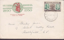 Southern Rhodesia 1950 FDC Cover Occupation Day 1890-1950 Sent To HEATHFIELD - Southern Rhodesia (...-1964)