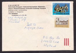 Hungary: Cover To Netherlands, 1989, 2 Stamps, Art Festival, City View, Building, Heritage (minor Crease) - Cartas & Documentos