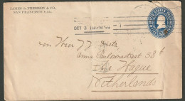 United States - Postal Stationary - 1898 - Private Print JAMES De FREMERY & CO. San Francisco To The Netherlands - ...-1900