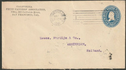 U.S.A. Postal Stationary - 1901 Private Print "CALIFORNIA FRUIT CANNERS'ASSOCIATION To Amsterdam. With Nice Seal - 1901-20