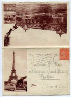 TOUR EIFFEL - 50c Semeuse Lignée Sur Carte Lettre Illustrée 1921 - Monumenten