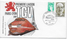 Enveloppe Premier Jour - Première Liaison Paris-Lyon Par TGV 26 Et 27 Sept 1981 Lyon (69) N° YT 2148 Louis Armand - 1980-1989