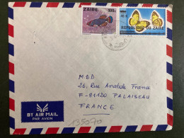 LETTRE Par Avion Pour La FRANCE TP PAPILLONS COLOTIS PROTOMEDIA Surch. 48K + POISSON POLL 100K OBL.3-4 80 KINSHASA - Storia Postale