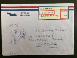 LETTRE Par Avion Pour La FRANCE (CORSE) VIGNETTE à 11.00 Du 25 11 98 PRAHA 41 - Autres & Non Classés