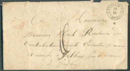 LAC De HABAY-la-NEUVE 16-IX (cachet Type 18 De 1840) + Griffe Rouge SR Vers JALHAY Et Taxée à 6 Décimes..   - 21142 - 1830-1849 (Belgique Indépendante)