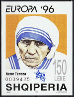 Albania 1998 MNH Imperf MS, Over Print, Mother Teresa Nobel Winner, Saint - Mutter Teresa