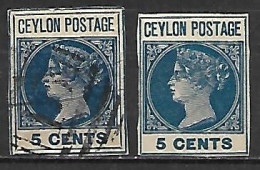 CEYLAN   -   Découpes  D' Entiers Postaux.   Oblitérés.  Nuances - Ceylon (...-1947)