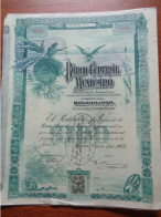 MEXIQUE - MEXICO 1908 - BANCO CENTRAL MEXICANO - BELLE DECO, Et, TIMBRE FISCAUX - Other & Unclassified