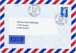 32798# MARIANNE BRIAD 3,80 LETTRE Obl 976 MAMOUDZOU MAYOTTE 1997 NANCY MEURTHE MOSELLE - Covers & Documents