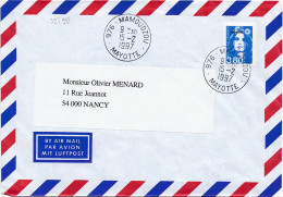 32798# MARIANNE BRIAD 3,80 LETTRE Obl 976 MAMOUDZOU MAYOTTE 1997 NANCY MEURTHE MOSELLE - Brieven En Documenten