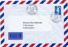 32799# MARIANNE BRIAD 3,80 LETTRE Obl 976 MAMOUDZOU MAYOTTE 1997 NANCY MEURTHE MOSELLE - Covers & Documents