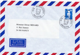 32801# MARIANNE BRIAD 3,80 LETTRE Obl 976 MAMOUDZOU MAYOTTE 1997 NANCY MEURTHE MOSELLE - Storia Postale