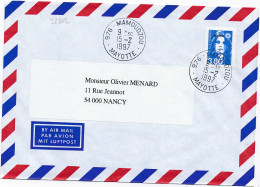32802# MARIANNE BRIAD 3,80 LETTRE Obl 976 MAMOUDZOU MAYOTTE 1997 NANCY MEURTHE MOSELLE - Cartas & Documentos