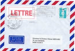 32803# MARIANNE BRIAD 5,00 Francs LETTRE Obl 976 MAMOUDZOU MAYOTTE 1997 SON LAGON SES PLAGES NANCY MEURTHE MOSELLE - Covers & Documents