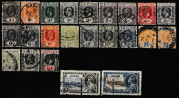 Ceylon 1921-1935 Lot Of King George V. Definitives Wmk. Mult Crown Script CA Used O - Ceylon (...-1947)