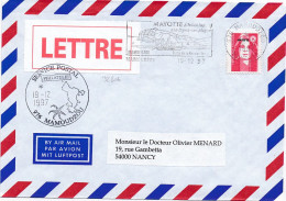 32806# MARIANNE BRIAD VALEUR PERMANENTE LETTRE 976 MAMOUDZOU MAYOTTE 1997 SON LAGON SES PLAGES NANCY MEURTHE MOSELLE - Cartas & Documentos