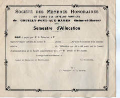 VP22.191 - 19?? - Bon Vierge De La Société Des Membres.. Du Corps Des Sapeurs - Pompiers De COUILLY - PONT - AUX - DAMES - Feuerwehr