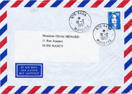 32808# MARIANNE BRIAD 3,80 Francs LETTRE Obl 976 SADA MAYOTTE 1997 NANCY MEURTHE MOSELLE - Storia Postale