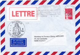 32811# MARIANNE JUMELET VALEUR PERMANENTE LETTRE Obl 975 ST PIERRE ET MIQUELON 1998 PHILATELIE NANCY MEURTHE MOSELLE - Covers & Documents