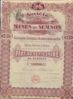 SOCIETE DES MINES DU SEMNON --(ILE ET VILAINE )  MINES D'OR   -1910 - Mines